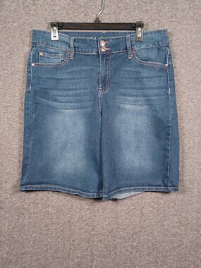Blue Desire Women's Jean Denim Bermuda Shorts Curvy 18W Blue Stretch